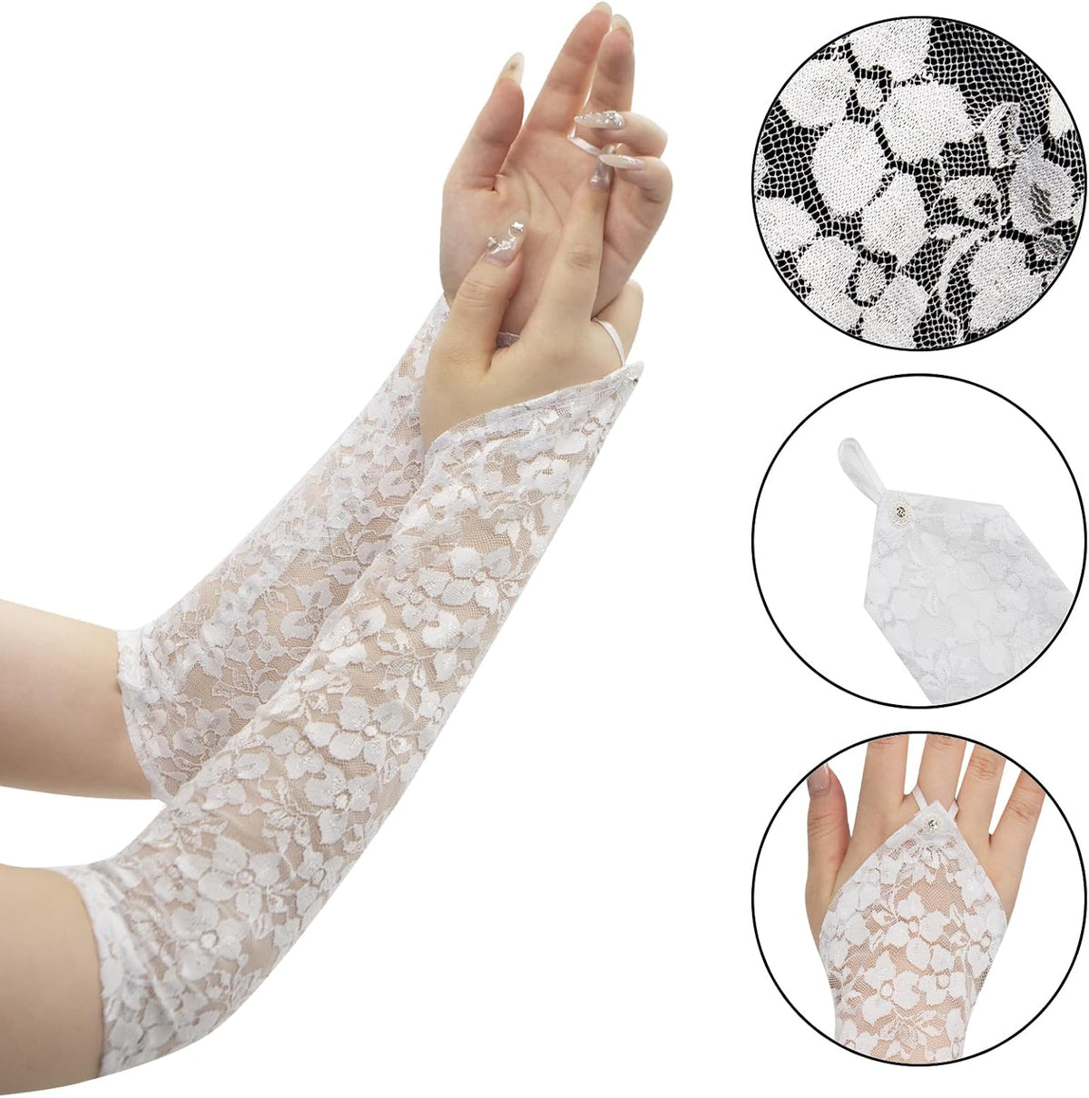 Long Keeper Elegant Floral Lace Gloves Women Elbow Length Fingerless Long Gloves for Bridal Opera Evening Wedding Party Prom