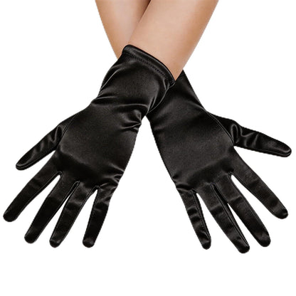 Women's Short Satin Opera Gloves for Wedding Bridal Prom Dance Dress, 9inch