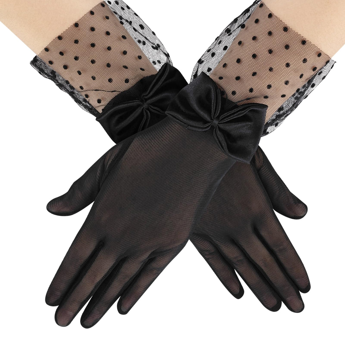 Black Lace Gloves for Women, 2 PCS Black Lace Gloves for Women