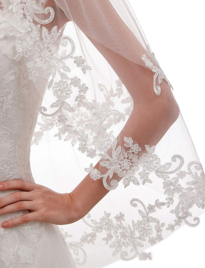 EllieHouse Women's Short 2 Tier Wedding Bridal Veil With Comb L24