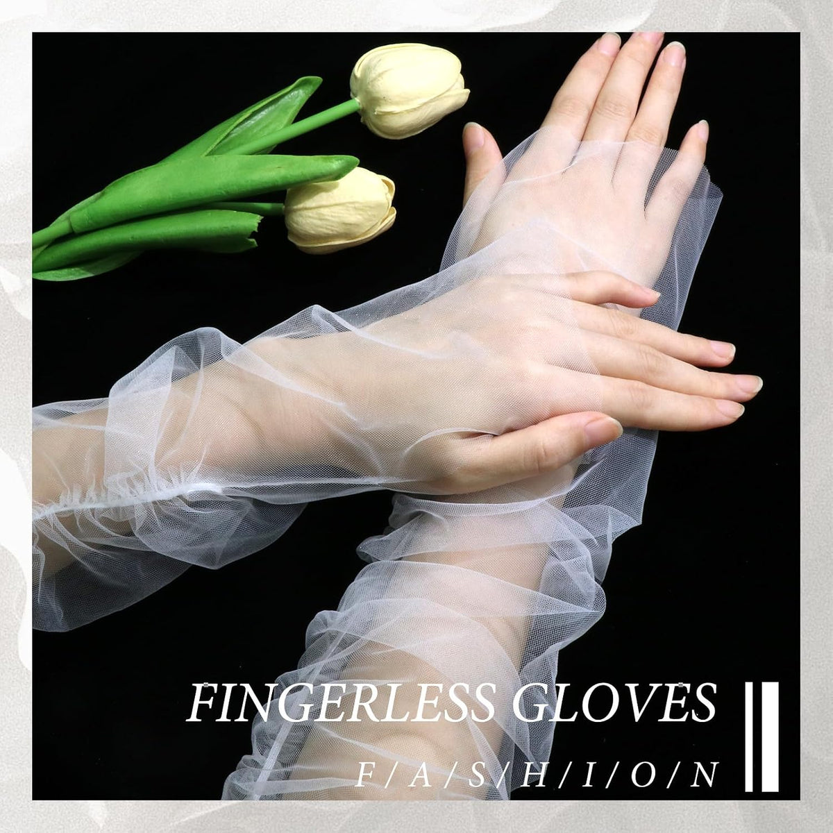 Long Tulle Gloves Ruched Fingerless Gloves Wedding Arm Sleeves for Women