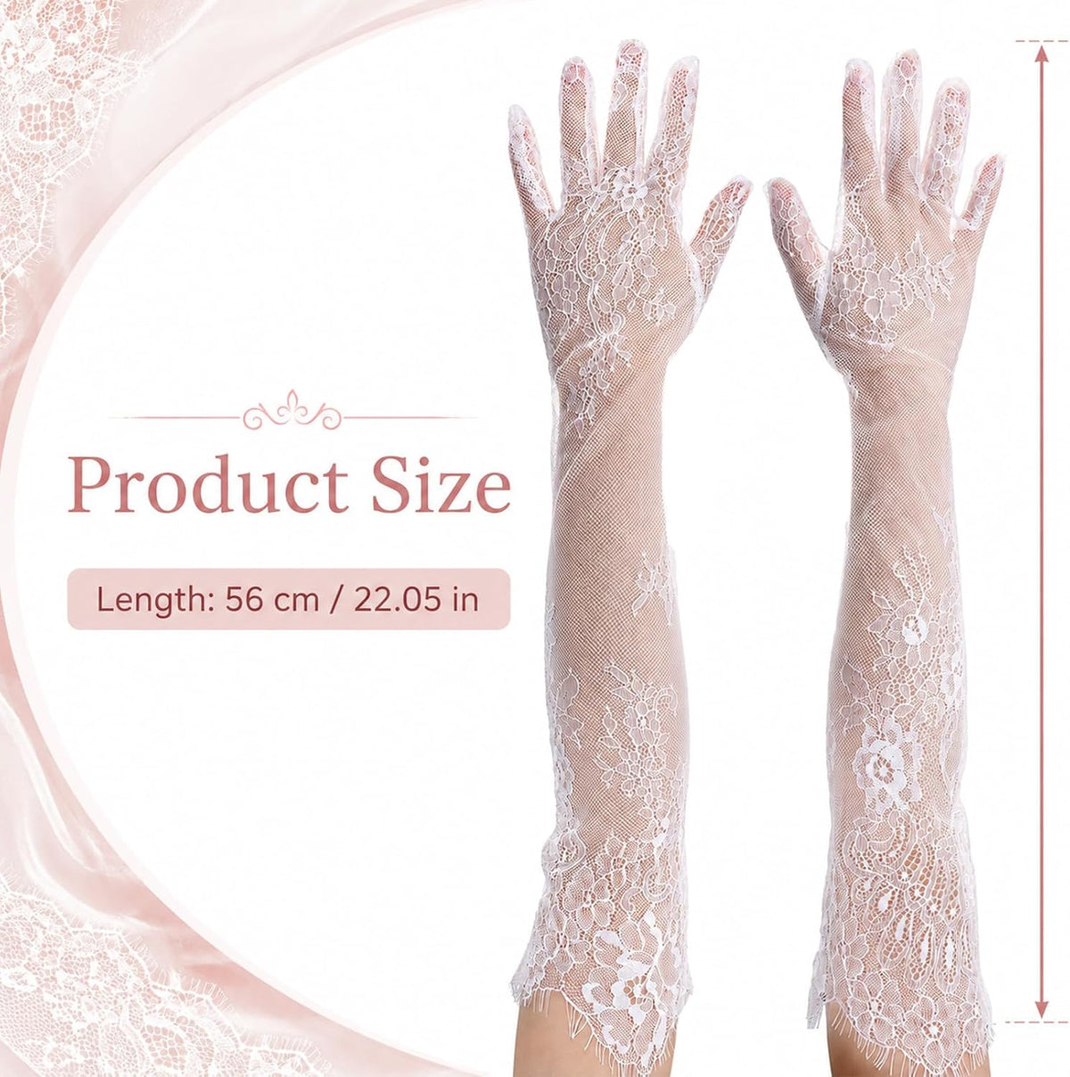 Long Wedding Gloves, Elegant Floral Bridal Glove for Women Wedding