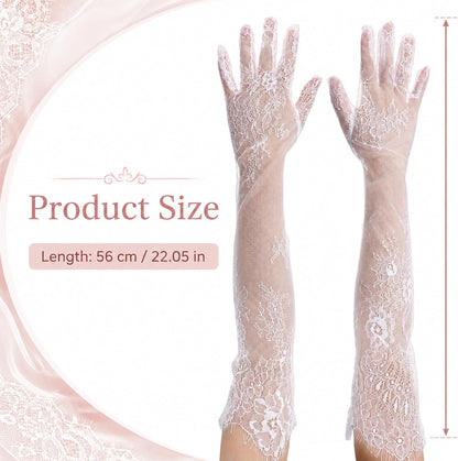 Long Wedding Gloves, Elegant Floral Bridal Glove for Women Wedding