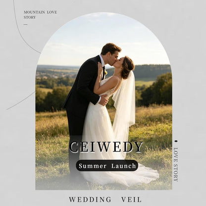 2 Tiers Wedding Veil Cathedral Length with Comb（Off white）