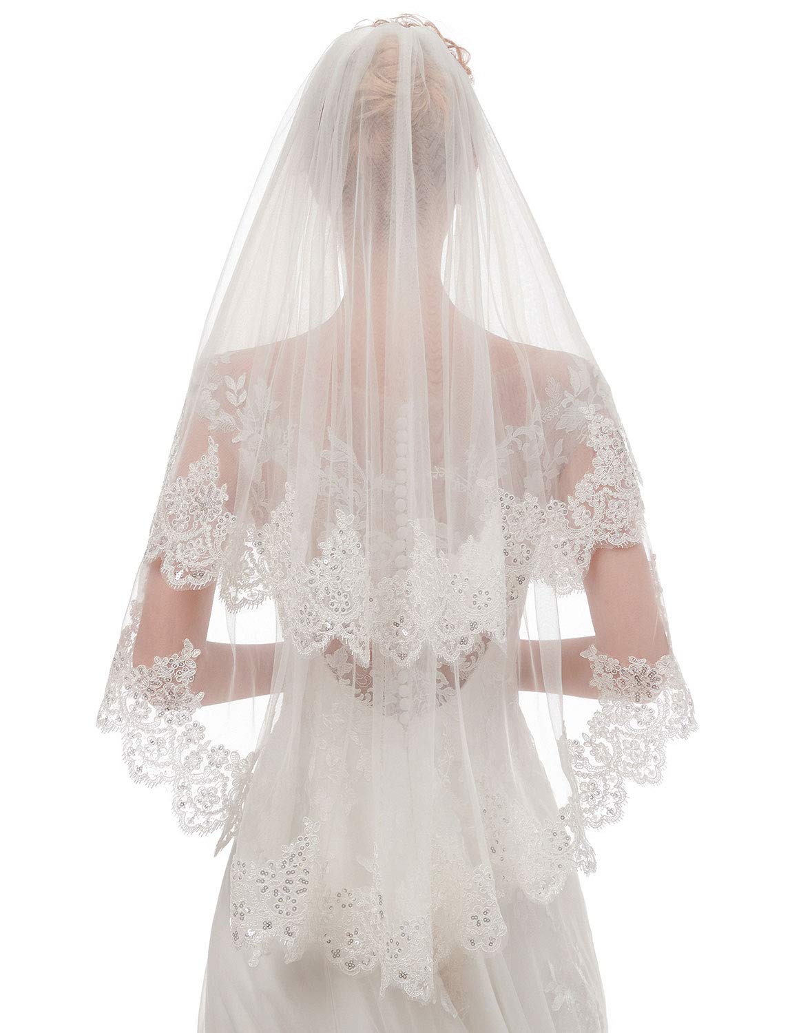 EllieHouse Women's Short 2 Tier Wedding Bridal Veil With Comb L24