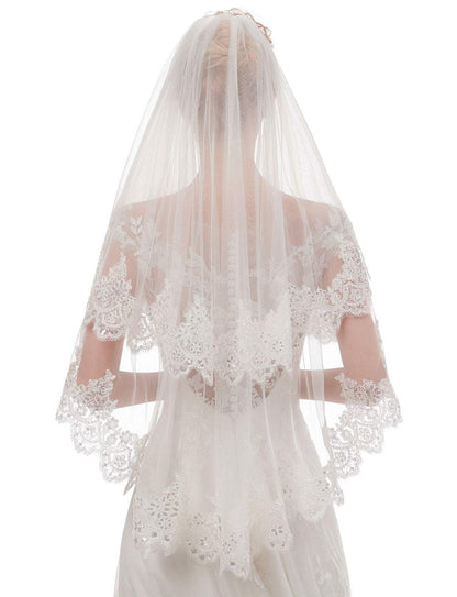 EllieHouse Women's Short 2 Tier Wedding Bridal Veil With Comb L24