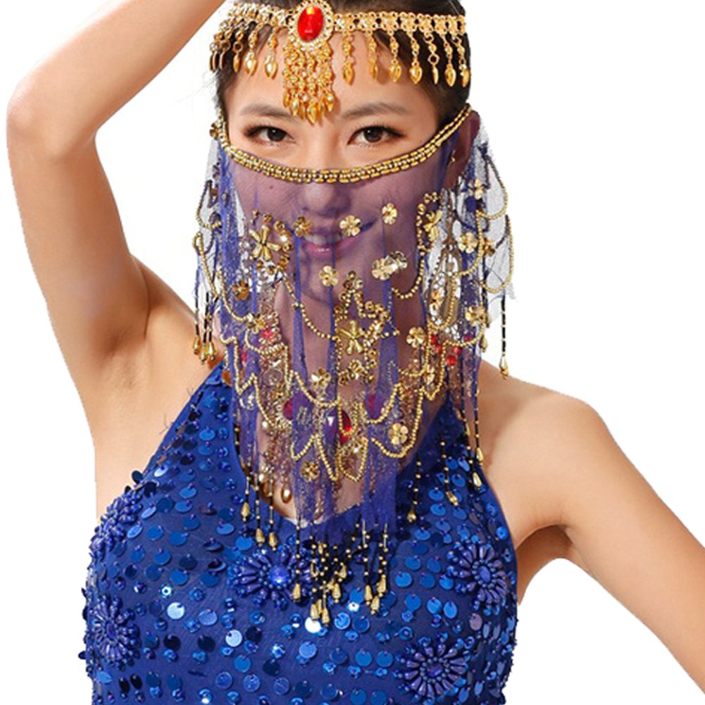 Wuchieal Women's Belly Dance Tribal Face Veil With Halloween Costume Accessory