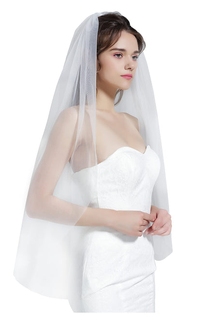 BEAUTELICATE Wedding Bridal Veil with Comb 1 Tier Cut Edge Fingertip&Cathedral Length
