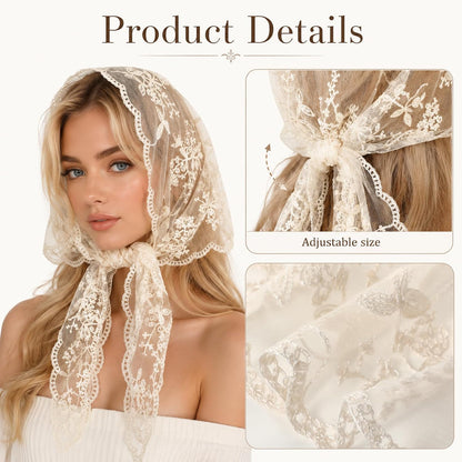 Triangle Veil Mass Mantilla Veils with Lace Edge for Church Wedding