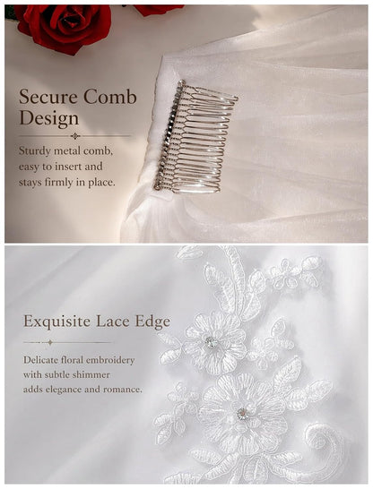 Avidlove Wedding Veil for Brides Fingertip Length Bridal Veil with Comb