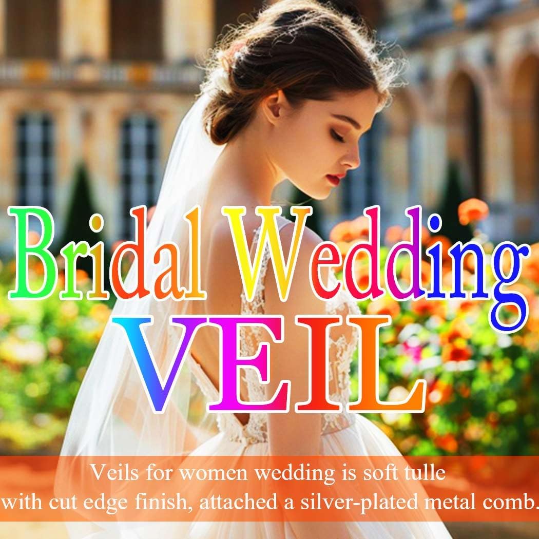 1 Tier Bride Wedding Veils White Elbow Length Short Bridal Veil Bachelorette Tulle Veils with Comb for Women