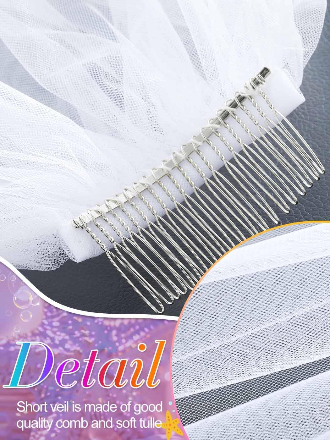 HEREAD Short Wedding Veil 1 Tier Bridal Veils with Comb for Brides