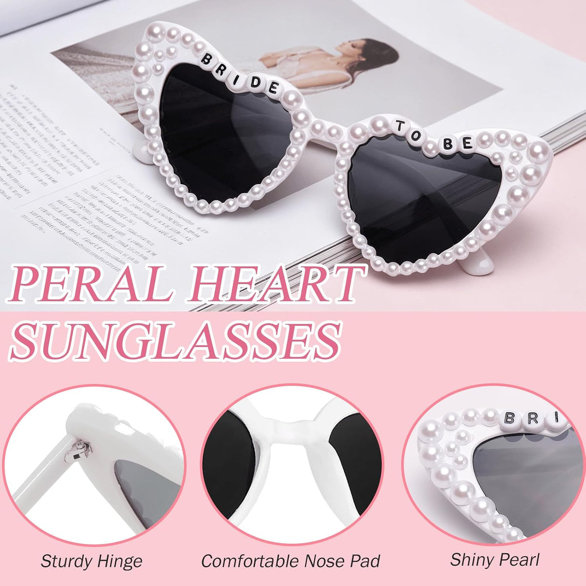 Bachelorette Party Accessories for Bride to Be - Veil Sash Heart Sunglasses