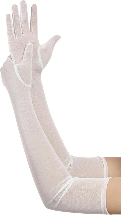 Hazhlko Women's Long Mesh Tulle Sheer Gloves Opera Party Gloves