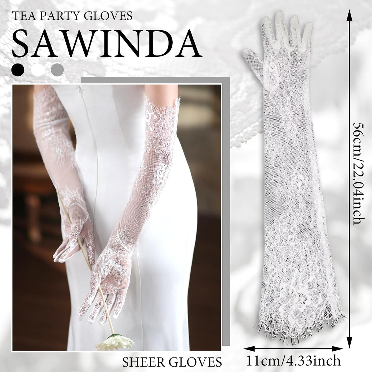 Long Lace Wedding Gloves Bridal Sheer Gloves