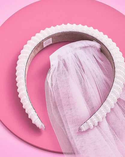 xo, Fetti Pearl Headband with Detachable Veil | Bachelorette Accessory Gift