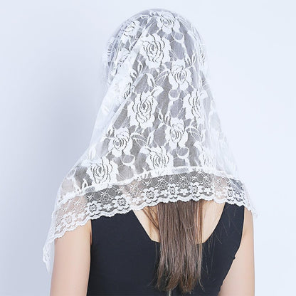 Lace Mantilla Catholic Chapel Veil Head Covering for Church Latin Mass