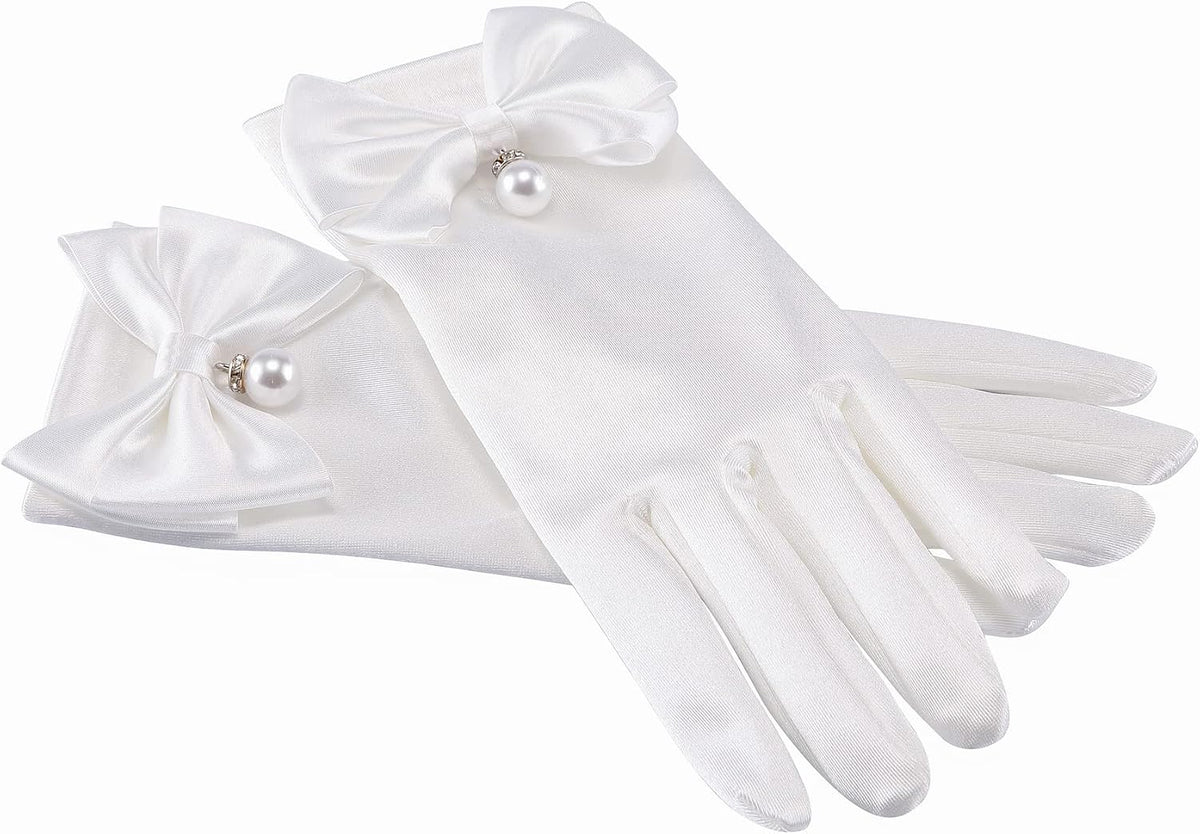 Ayliss Women Bridal Wedding Gloves Satin Short Opera Party 1920s Fancy for Special Occasion Dress Formal Dancing Cosplay