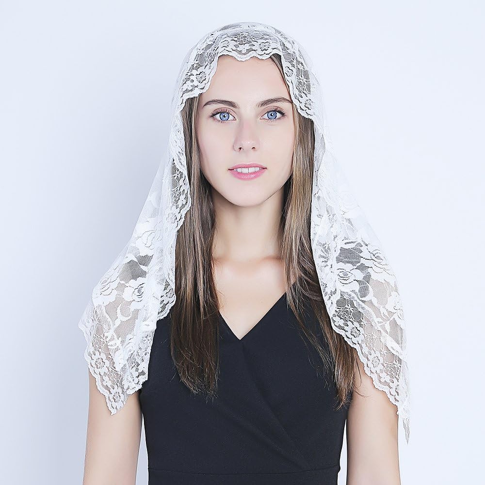 Lace Mantilla Catholic Chapel Veil Head Covering for Church Latin Mass