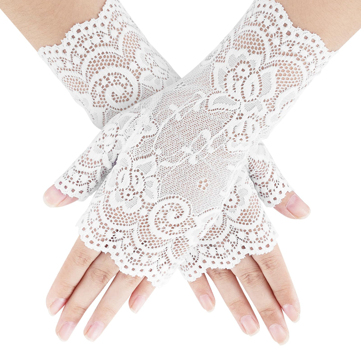 Black Lace Gloves for Women, 2 PCS Black Lace Gloves for Women