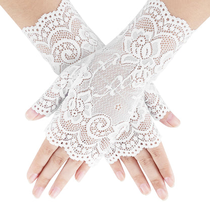 Black Lace Gloves for Women, 2 PCS Black Lace Gloves for Women