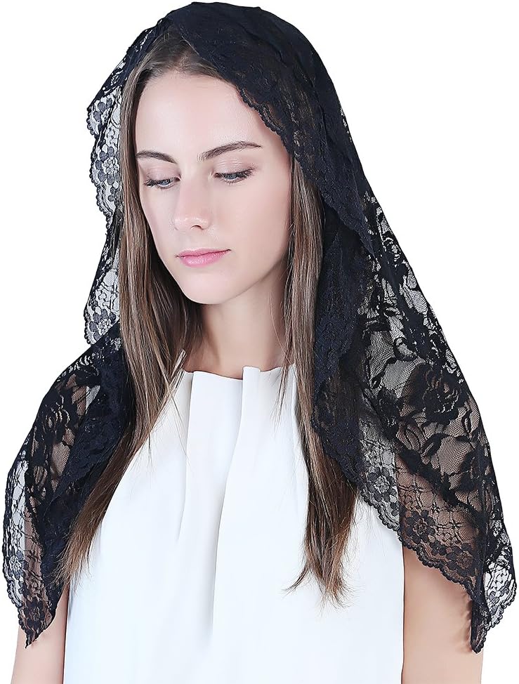 Lace Mantilla Catholic Chapel Veil Head Covering for Church Latin Mass