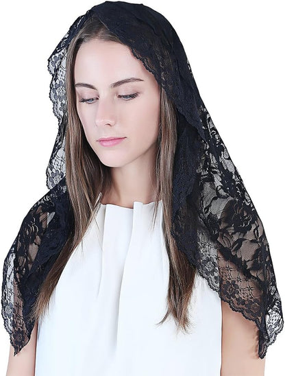 Lace Mantilla Catholic Chapel Veil Head Covering for Church Latin Mass
