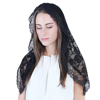 Lace Mantilla Catholic Chapel Veil Head Covering for Church Latin Mass