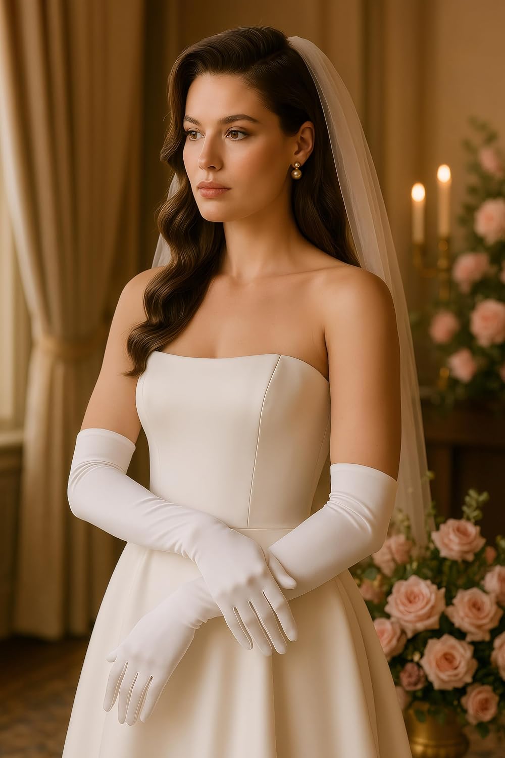BABEYOND Long Opera Gloves for Women 1920s Elbow Length Satin Gloves