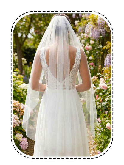 HEREAD Short Fingertip Bride Wedding Veil Bridal Veils for Women