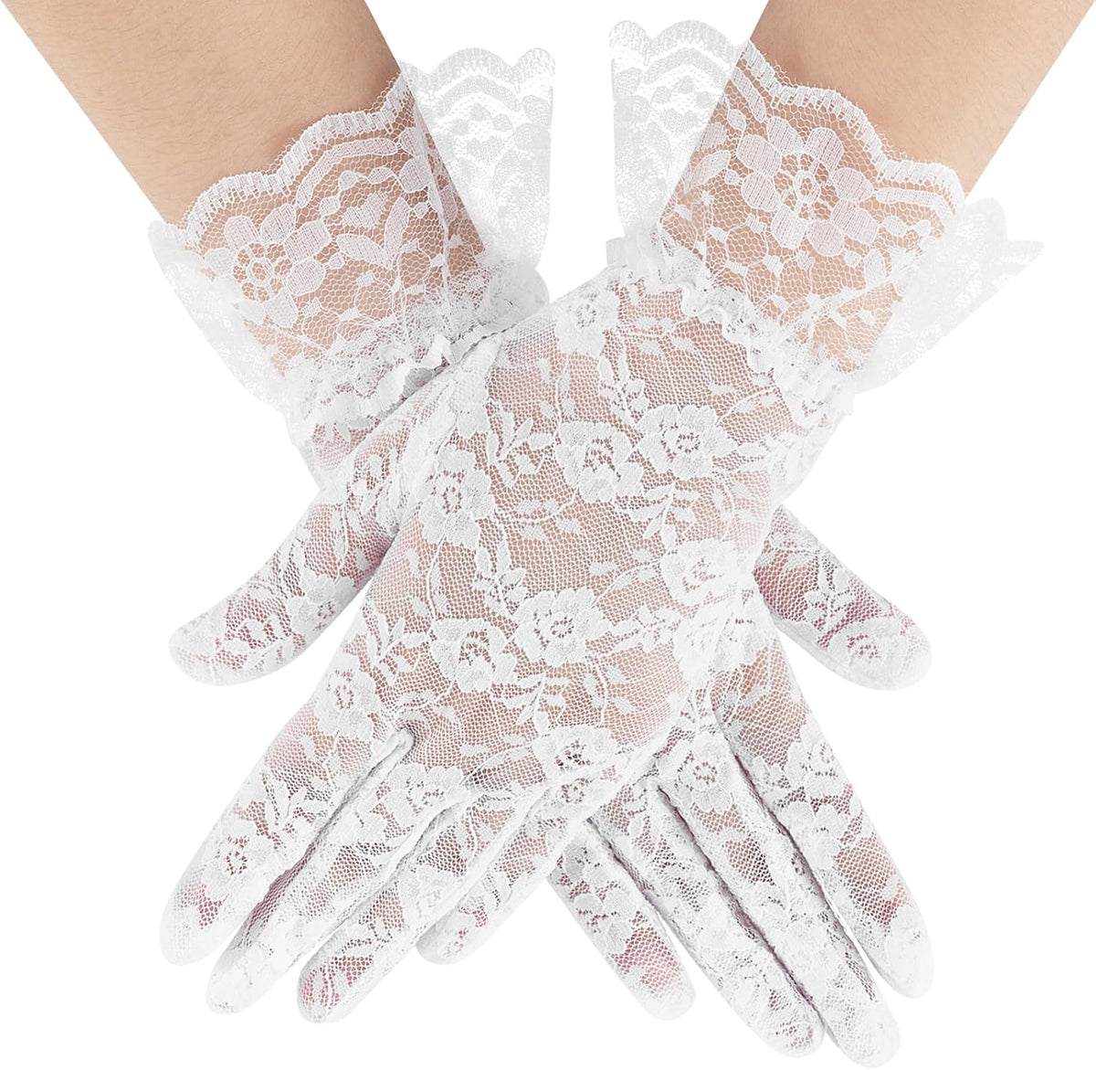 Black Lace Gloves for Women, 2 PCS Black Lace Gloves for Women