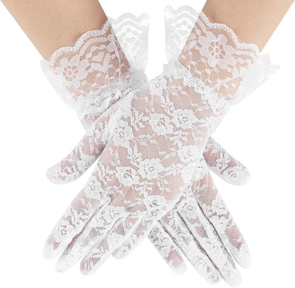 Black Lace Gloves for Women, 2 PCS Black Lace Gloves for Women