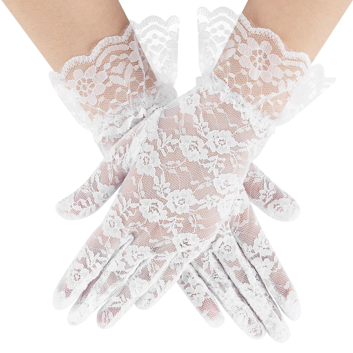 Black Lace Gloves for Women, 2 PCS Black Lace Gloves for Women