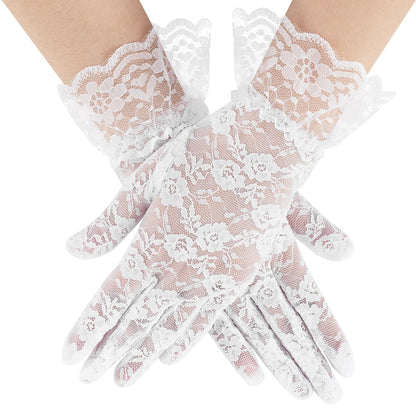 Black Lace Gloves for Women, 2 PCS Black Lace Gloves for Women