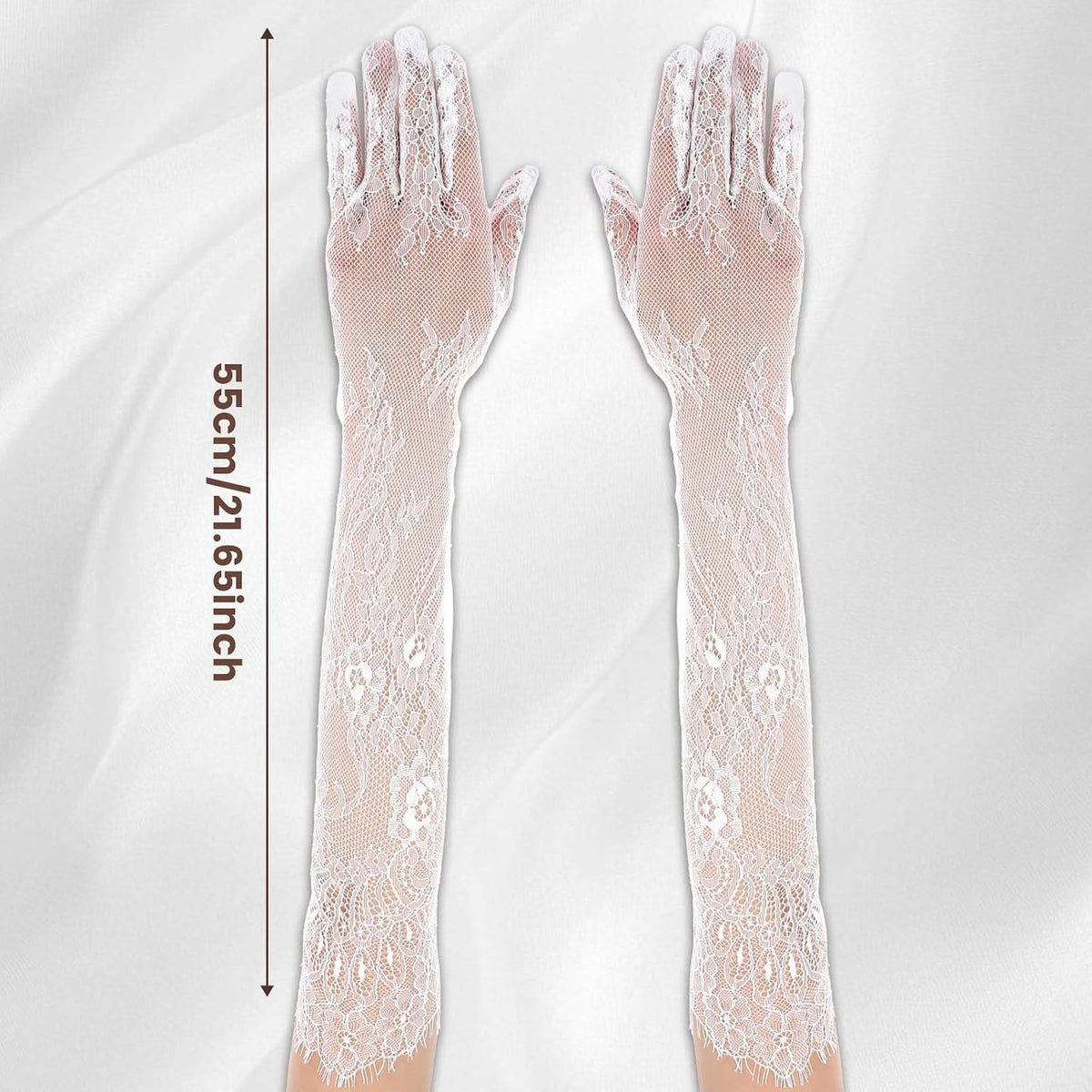 Lace Gloves Women Long Floral Elbow Length Mesh Tulle Sheer Opera Gloves Tea Party Wedding Bridal Party Cosplay