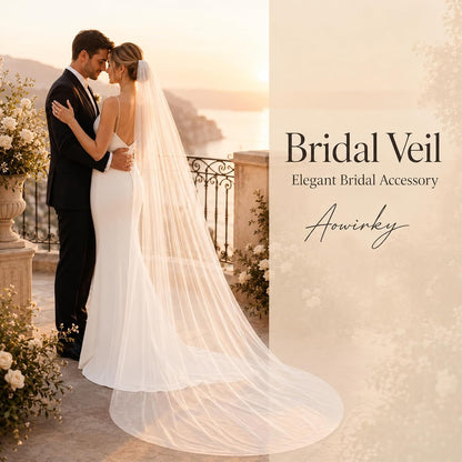 Cathedral Wedding Veils with Comb, 1 Tier Bride Wedding Long Veil