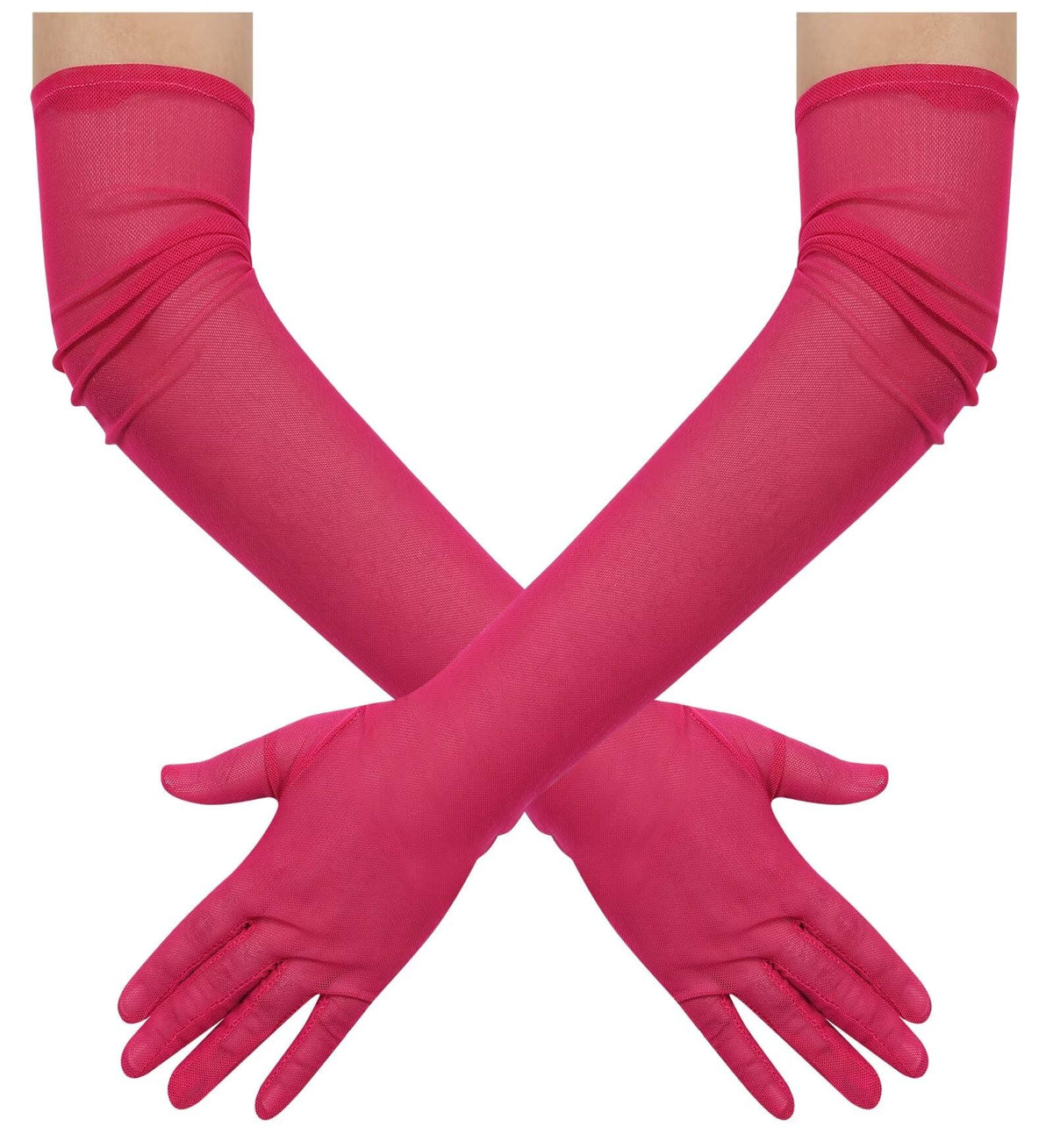 Hazhlko Women's Long Mesh Tulle Sheer Gloves Opera Party Gloves