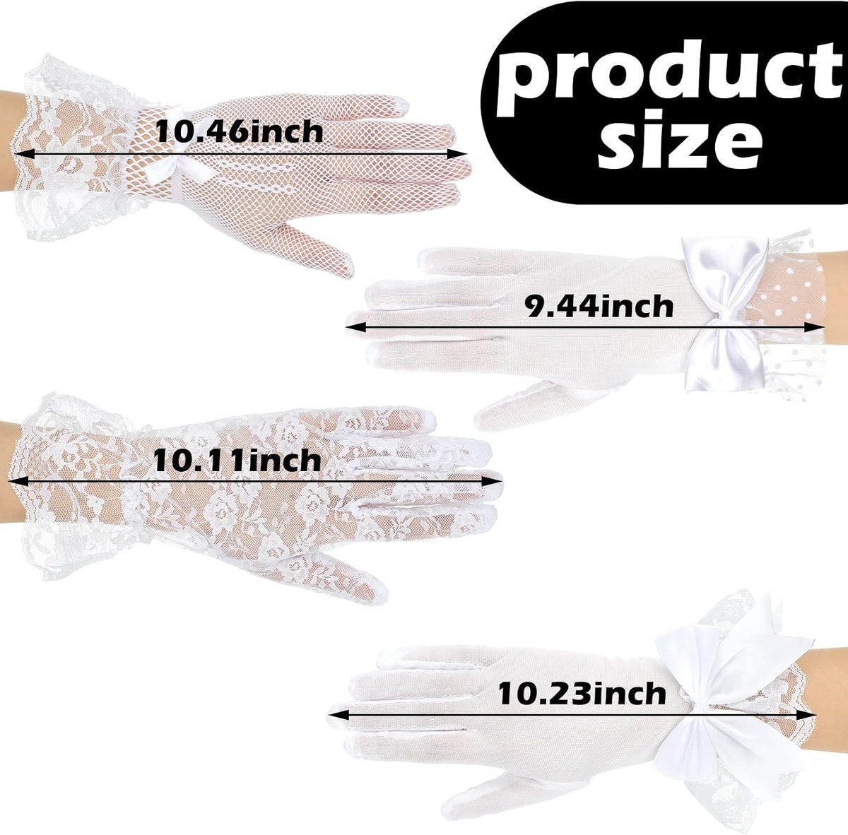 Geyoga 4 Pairs Lace Gloves Women Tea Party Gloves