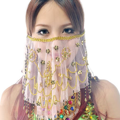 Wuchieal Women's Belly Dance Tribal Face Veil With Halloween Costume Accessory