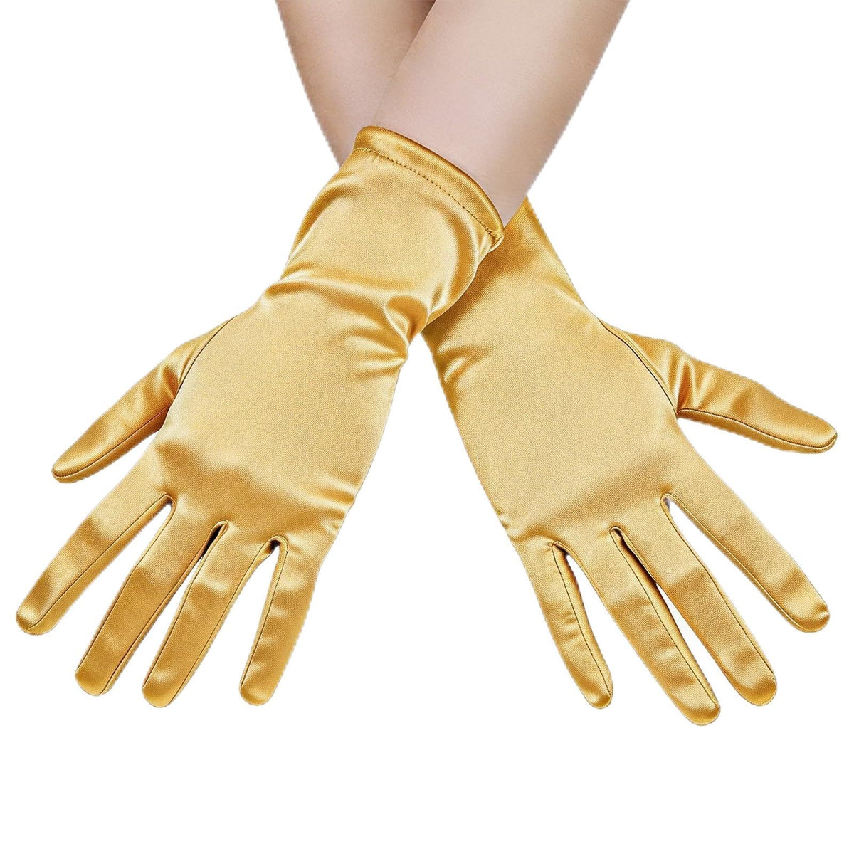 Women's Short Satin Opera Gloves for Wedding Bridal Prom Dance Dress, 9inch