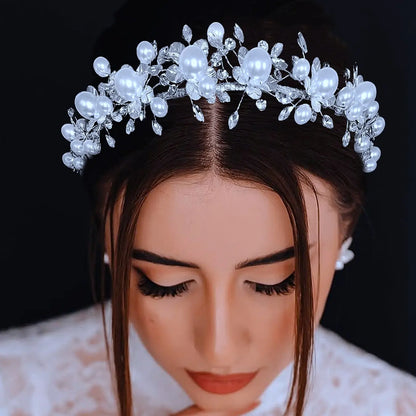 Elegant Pearl Rhinestone Bridal Headband, Perfect for Weddings Birthdays Parties Daily Wear Vacation, Fashionable High-End Hair Accessory