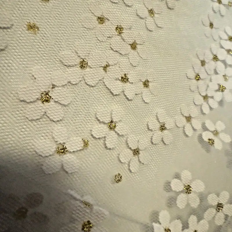 Women's Dainty Look Polyester Lace Church Veil - 62x19.5in, White, Ditsy Floral Print, Gold Accents, Easy to Wear, New #AB-334-R2