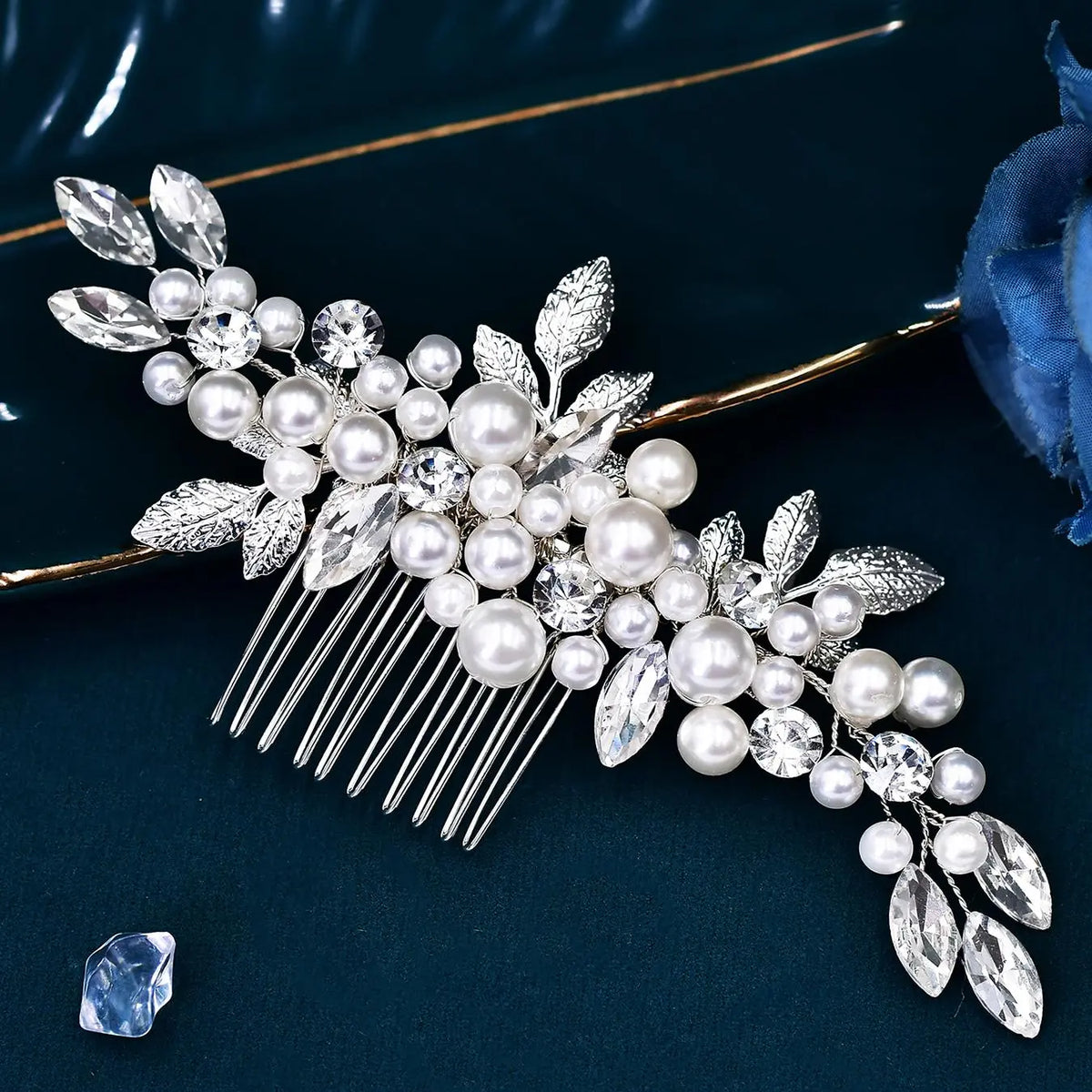 Elegant Handmade Faux Pearl Rhinestone Hair Comb, Festival Decoration, Bridal Wedding Party Banquet Daily Casual Hairstyle Accessory