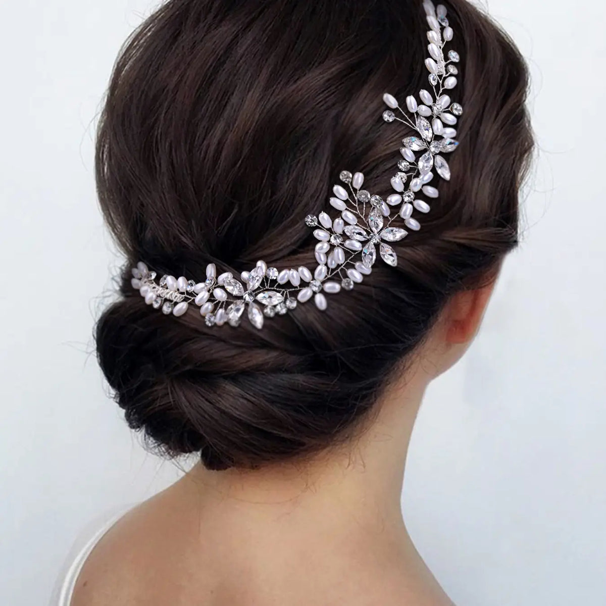 Women's Pearl Rhinestone Hair Comb Boho Style Bridal Wedding Party Dance Headpiece, Ditsy Floral Design, All Seasons Accessory, Bridal Headwear