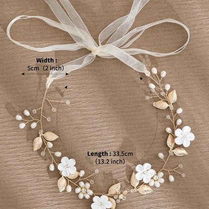 Faux Pearl & Rhinestone Decorated Headband, Elegant Flower Design Headband for Wedding Bridal Party Formal Occasions, Fashion Accessories for Women