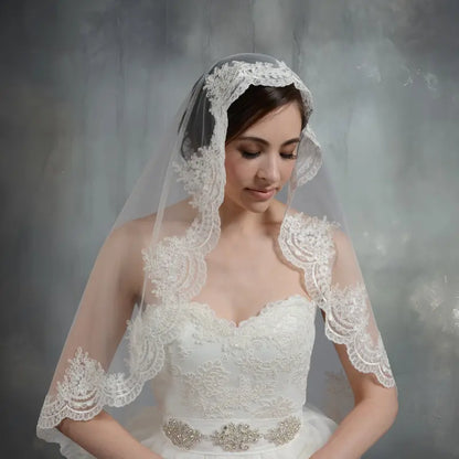 Mantilla bridal wedding veil elbow/fingertip V030