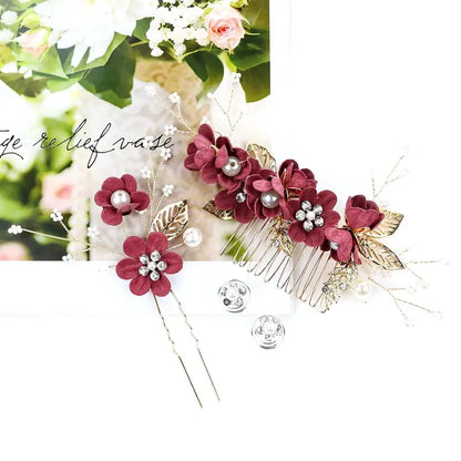 Women's Purple Floral Shape Hair Pins Set - 18-Piece Multiple Pieces with Pearl Accents, Rhinestones, Clip-In Design, Cruelty-Free Prom Bridal Headwear for 24-Hour Wear