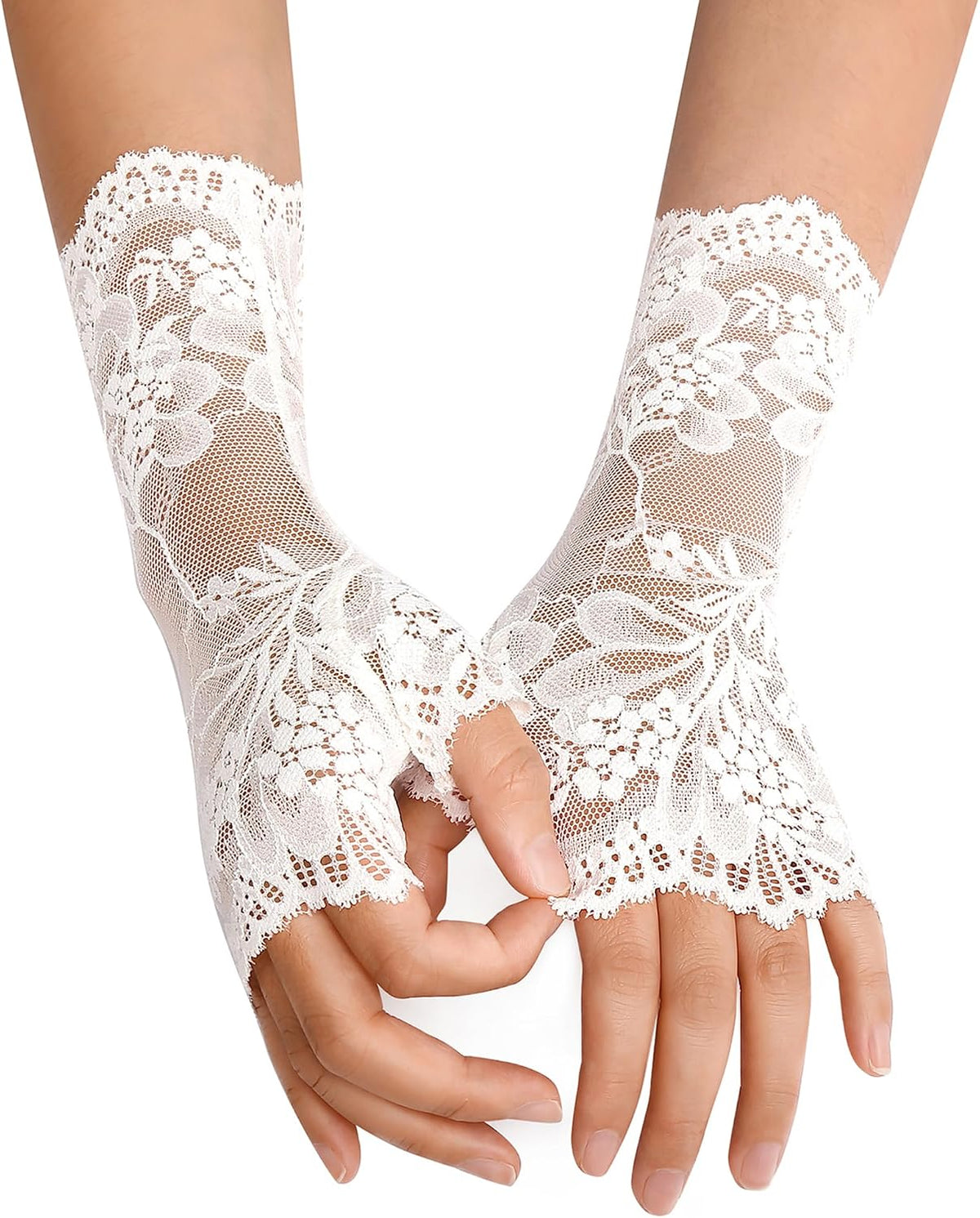 Avidlove Women Short Lace Glove Fingerless Sunblock Wrist Gloves Gothic