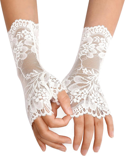 Avidlove Women Short Lace Glove Fingerless Sunblock Wrist Gloves Gothic