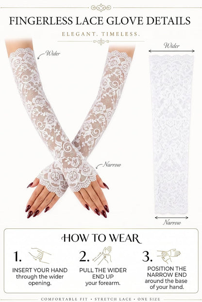 LATTEMARMALATTE Women's Long Fingerless Lace Gloves